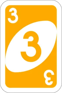 3️⃣ 3 Uno, kaart, nummer, spel, geel telegram sticker