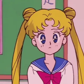 🌙 Sailor Moon Anime, Cartoon, Meisje, Verdrietig, Schooluniform telegram sticker