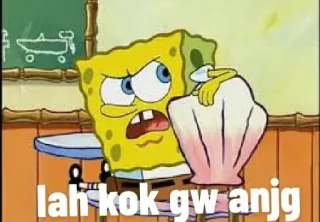 ➖ Spongebob Squarepants lah kok gw anjg spongebob, dessin animé, drôle, mème telegram sticker
