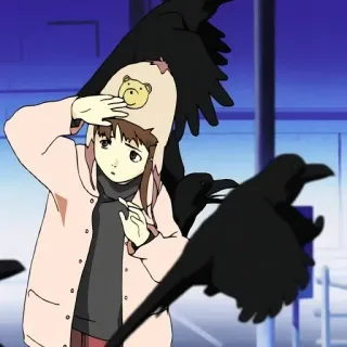 🐓 anime, girl, crows, bear, hoodie, cute telegram sticker