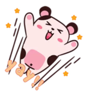 ✨ yay!! mignon, joyeux, animal, dessin animé, fête, joyeux, excitation whatsapp sticker