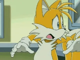 😨 Tails cartoon, sonic the hedgehog, fox, scared, shocked telegram sticker