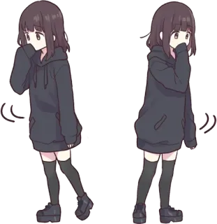 😱 Chica anime, Sudadera con capucha, Linda, Kawaii, Dibujos animados, Animado telegram sticker