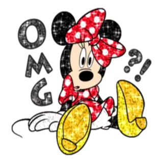 😨 Minnie Mouse OMG? Minnie Maus, Cartoon, Disney, Maus, Glitzer, Punkte, süß telegram sticker