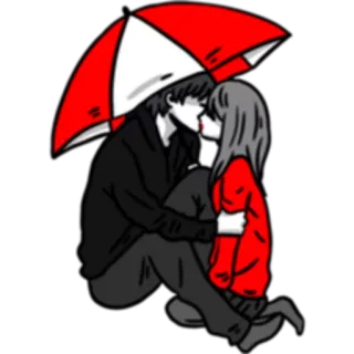 💋 bacio, amore, ombrello, romanticismo, coppia telegram sticker