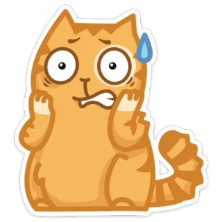 😅 chat, orange, effrayé, nerveux, dessin animé, autocollant, inquiet telegram sticker