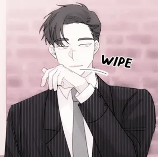 🍢 WIPE mężczyzna, garnitur, krawat, uśmieszek, biuro, czyszczenie telegram sticker