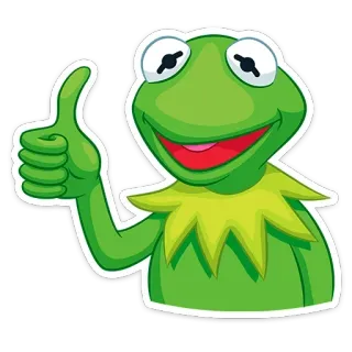 👍 Kermit the Frog kermit, frog, muppets, thumbs up, positive, green, cute whatsapp sticker