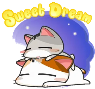 ⭐ Sweet Dream Katze, schlafend, süß, süßer Traum, Tiere, Cartoon, Sticker telegram sticker