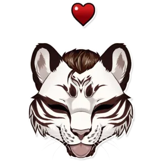 ❤ tigre, animal, mignon, coeur, autocollant, illustration, tigre blanc telegram sticker