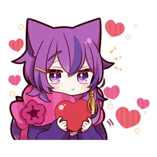 ❤️ Anime, Fille chat, Coeurs, Kawaii, Mignon, Chibi telegram sticker