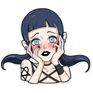 😍 goth, emo, trucco, acconciatura, ritratto, espressione, viso whatsapp sticker