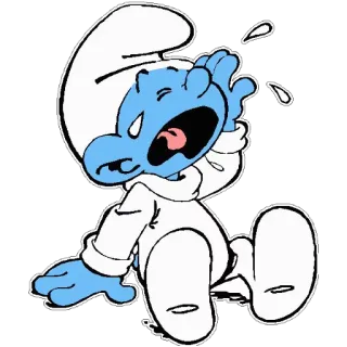 😩 Smurf การ์ตูน, สเมิร์ฟ, เศร้า, ร้องไห้ whatsapp sticker