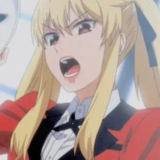 🦮 Mary Saotome Kakegurui Anime, Kakegurui, Mary Saotome, Enojada, Uniforme escolar, Rubia, Gritando telegram sticker