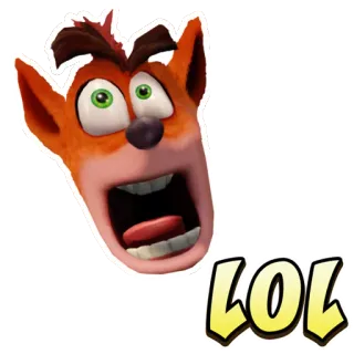 😱 Crash Bandicoot LOL Crash Bandicoot, LOL, sticker, gaming, cartoon whatsapp sticker