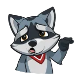 🙉 raton laveur, animal, dessin animé, bandana, mignon, personnage, gris telegram sticker