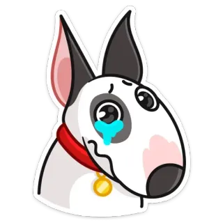 😢 собака, плачущий, бультерьер, животное, питомец, грустный whatsapp sticker