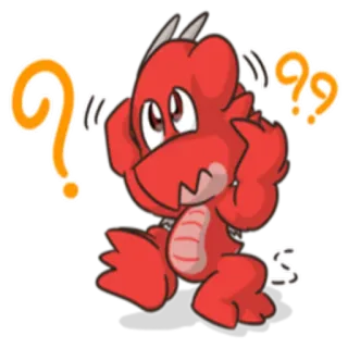 ❓ Desenho animado, Dragão, Pergunta, Confuso, Pensando, Fofo, Animal telegram sticker