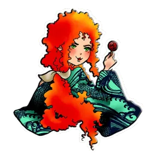 😘 женщина, девушка, рыжие волосы, мультфильм, персонаж, милая, леденец telegram sticker