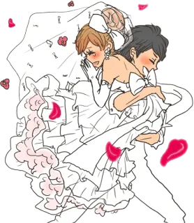 👰 casamento, noiva, noivo, romance, desenho animado, casal, ilustração, matrimônio telegram sticker