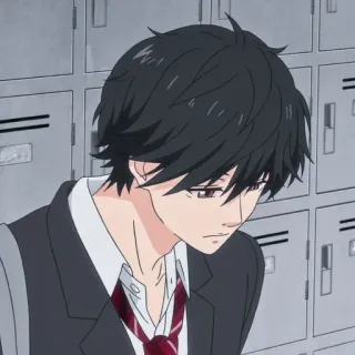 😒 Anime, Chłopak, Mundur, Szkoła, Smutny, Emocjonalny telegram sticker