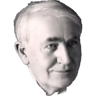 😒 Thomas Edison Томас Эдисон, изобретатель, ученый, портрет, черно-белый telegram sticker