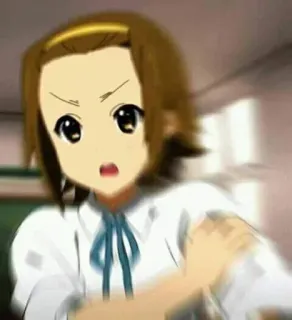 🤬 Anime, Kreskówka, Zszokowany, Zdezorientowany, Wyraz twarzy, Yui Hirasawa, K-On telegram sticker