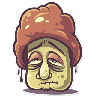 😷 seta, dibujo animado, hongo, cara, triste, personaje telegram sticker