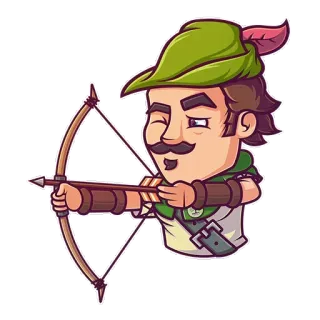 🏹 Robin Hood Robin Hood, Arqueiro, Desenho animado, Arco e flecha, Herói, Aventura telegram sticker