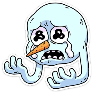 🥺 snowman, sad, crying, cartoon, winter, carrot nose telegram sticker