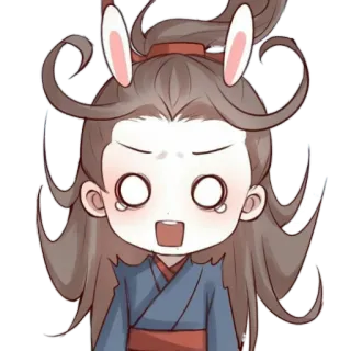 🏵 Anime, Carino, Orecchie da coniglio, Piangendo, Chibi telegram sticker