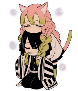 💖 Mitsuri Kanroji Demon Slayer 动漫, 可爱, 卡哇伊, 爱, 情侣, Obani, 猫 whatsapp sticker