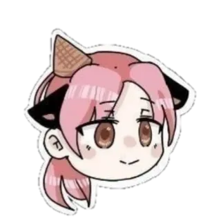 😁 Anime, Kreskówka, Słodkie, Naklejka, Różowe włosy, Chibi, Kocie uszy telegram sticker