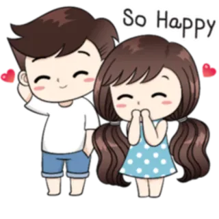 😁 So Happy 행복, 커플, 사랑, 만화, 귀여운, 관계 whatsapp sticker