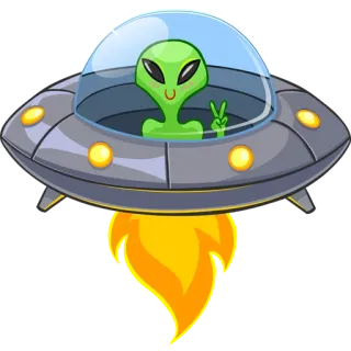 ✨ alien, ufo, spaceship, outer space, cartoon, extraterrestrial telegram sticker