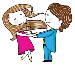 ❤ 만화, 커플, 댄스, 사랑, 일러스트, 로맨스 telegram sticker