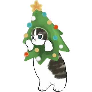 🎄 кот, рождество, ёлка, милый, котёнок, праздник, животное telegram sticker