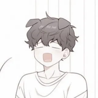 ✨ น่ารัก, เด็กผู้ชาย, การ์ตูน, หูหมา, หาว telegram sticker