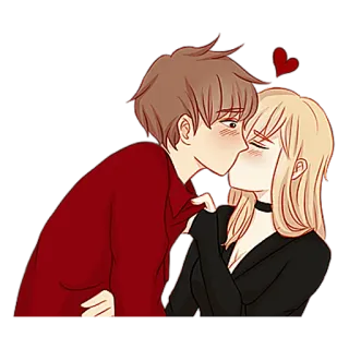😽 kiss, love, couple, romance, heart, cartoon, affection telegram sticker