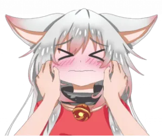 😣 Anime, Chica gato, Sonrojado/a, Lindo/a, Orejas, Chica zorro, Manga telegram sticker