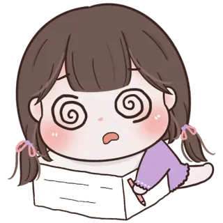 🧚‍♀ dibujo animado, mareado, lindo, chica, dibujo, agotado telegram sticker