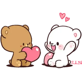 😍 可爱, 熊, 爱, 心, 卡通, 卡哇伊, 动物 telegram sticker