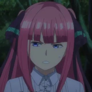 😒 ... anime, garota, brava, séria, cabelo rosa telegram sticker