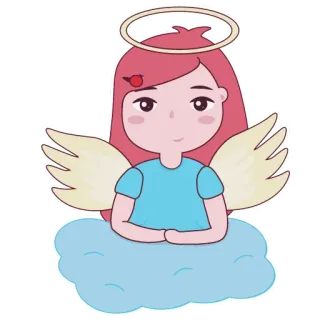 😇 天使, 女孩, 光环, 翅膀, 可爱, 卡通 telegram sticker