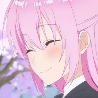🐻 Anime, Mädchen, rosa Haare, lächelnd, süß telegram sticker