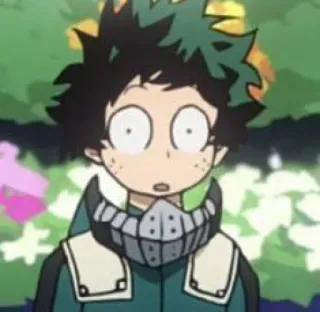 🙂 Izuku Midoriya My Hero Academia anime, manga, deku, impactado, sorprendido, héroe telegram sticker