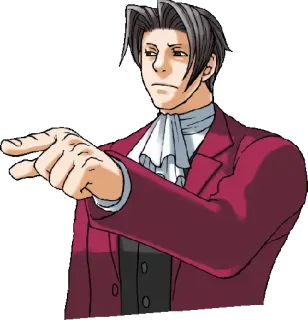 👈 Miles Edgeworth Ace Attorney 指差し, キャラクター, ゲーム, アニメ, 弁護士 telegram sticker