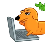👩‍💻 Hund, Dackel, Laptop, Computer, Tier, Haustier telegram sticker