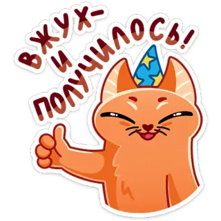 🙌 Вжух- и получилось! gatto, festa, party, positivo, animale, divertente, carino telegram sticker