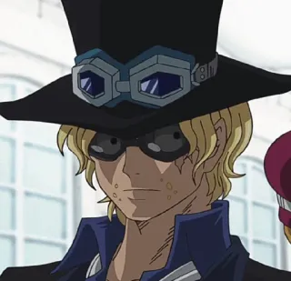 🔥 Sabo One Piece Anime, Personagem, Chapéu, Óculos, Cabelo Loiro telegram sticker